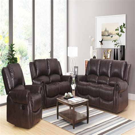 Buy Online 3 Piece Leather Reclining Set